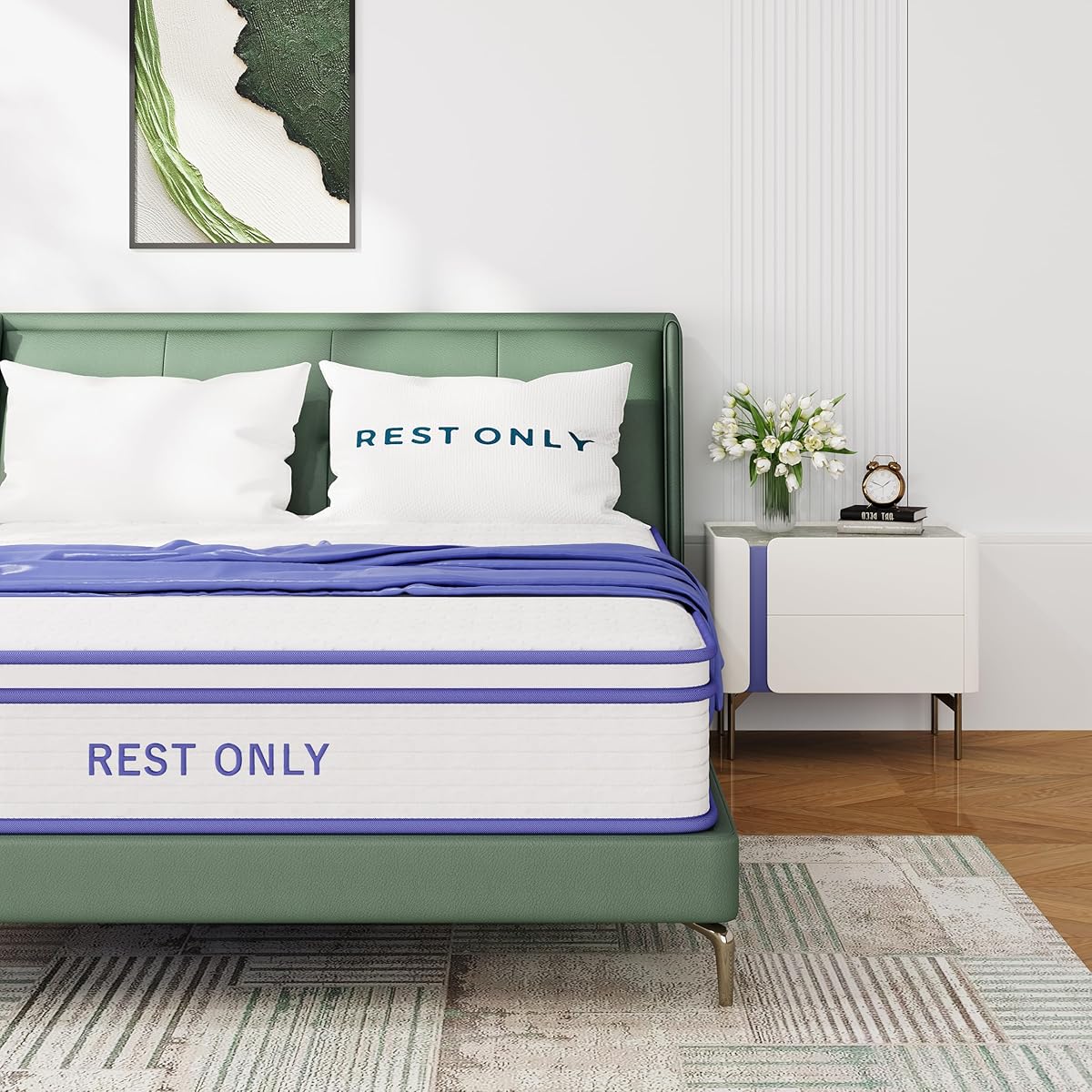 Queen Mattress 10 Inch, Rest Only Queen Mattress in a Box, Memory Foam & Individually Wrapped Coils Pocket Spring for Motion Isolation and Pressure Relief, Medium Firm