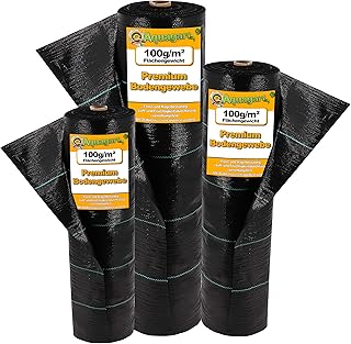 Tejido para suelo de 48 m2, 100 g, 1 m de ancho, color negro + 10 anclajes