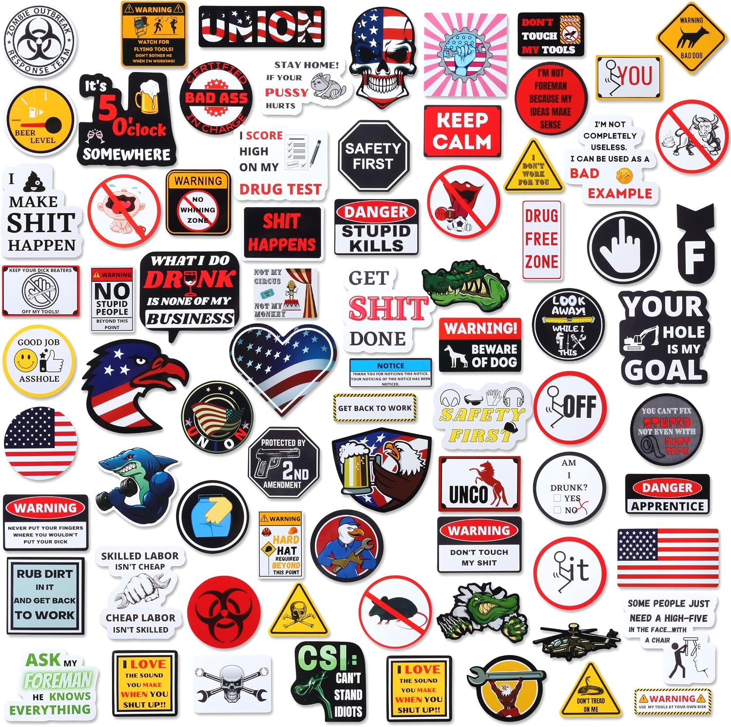 UNCO- Hard Hat Stickers, 76 pcs, Hardhat Stickers and Decals, Funny Stickers, Stickers for Men, Laptop Stickers for Men, Hardhat Stickers, Hard Hat Decals, Electrician Stickers for Hard Hats