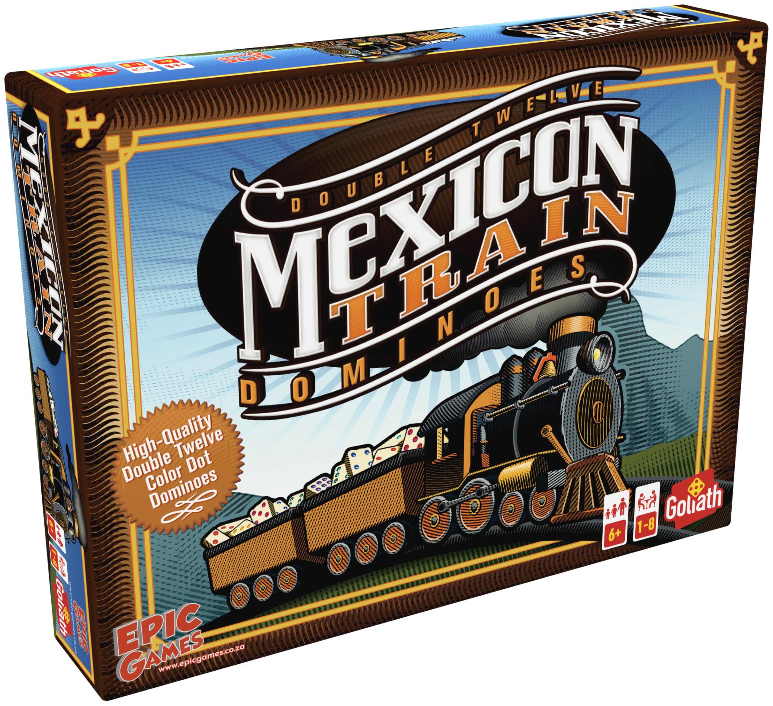 MEXICAN TRAIN DOMINOES - Jeu de Dominos pour Enfants dès 6 Ans - Jeu de Société Stratégique avec Dominos Colorés - Tous à Bord du Train Mexicain - Pour Jouer en Famille et entre Amis - 1 à 8 Joueurs