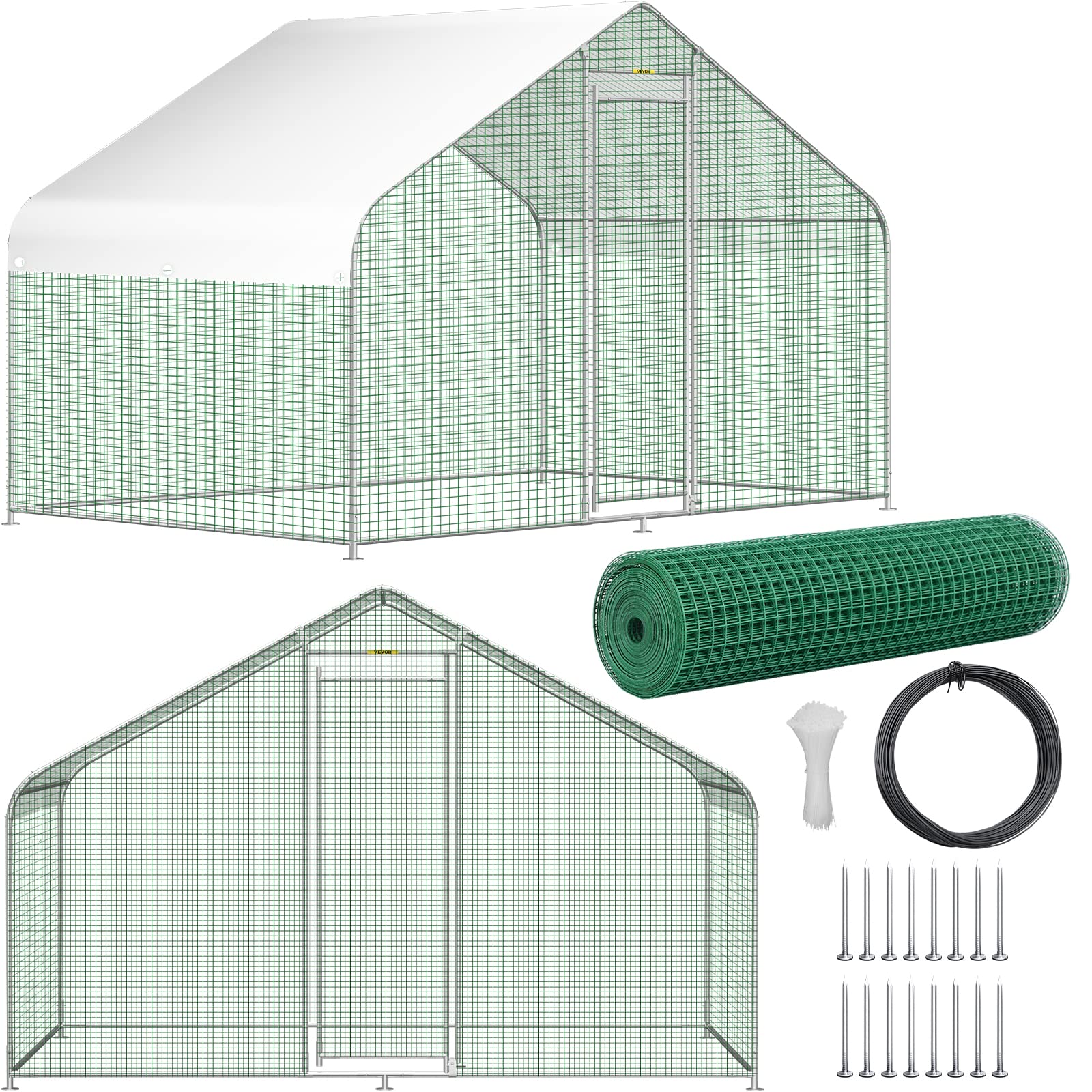 Buy VEVOR Metal Coop, Walkin Hen Run for Backyard with Waterproof