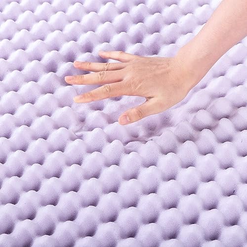 Miniatura 4 de Best Price Mattress - Cubrecolchón de espuma viscoelástica, con diseño de huevera, de 2 pulgadas, con infusión calmante de lavanda, certificación