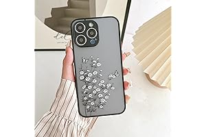 Cute Black Butterfly Daisy Designed Case for iPhone 15 Pro