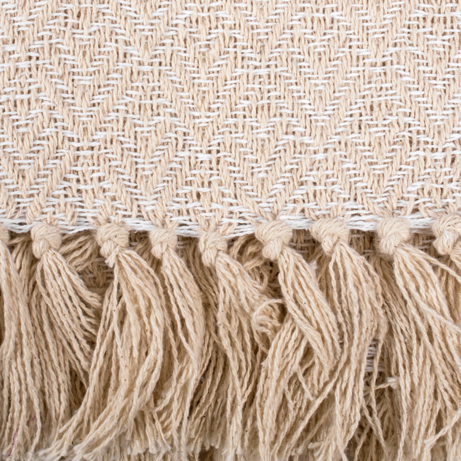 DII Fringed Stripe Tabletop, Cotton, White, 50x60, 50x60" - Image 3