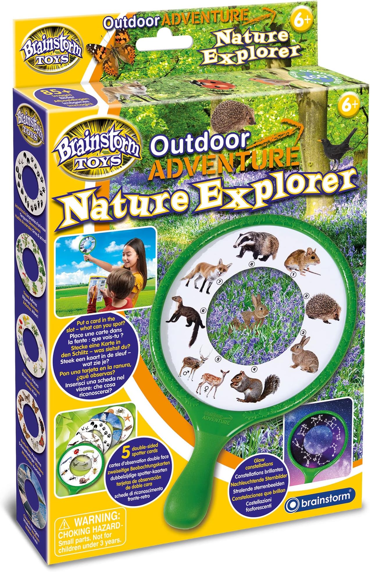 Brainstorm TOYSOutdoor Adventure Nature Explorer – 5 Double-Sided Spotter Cards, Explore The Natural World, Animals, Bugs, and Star Constellations