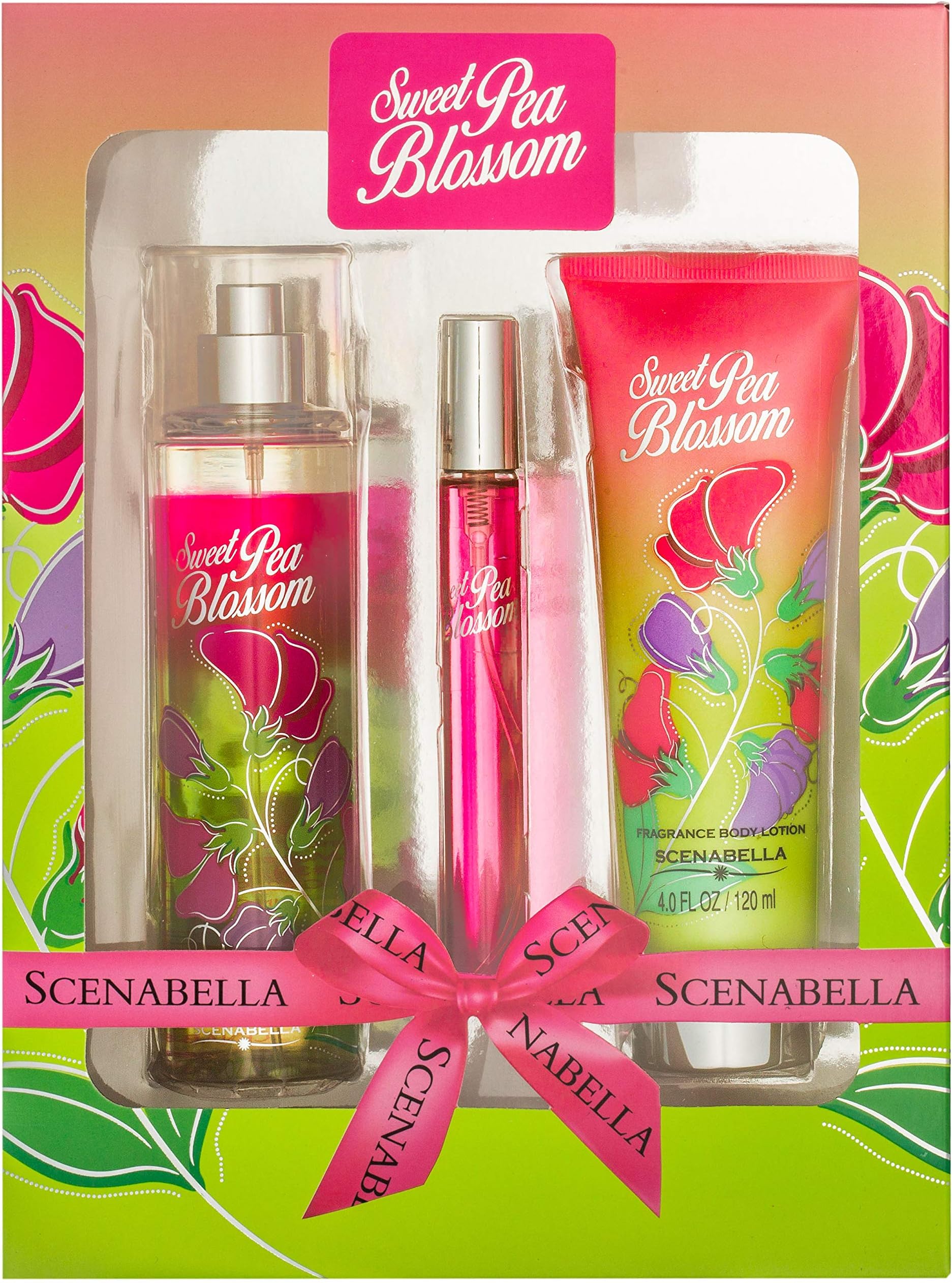 Signature Body Splash Fragrance Mist Gift Set for women"Sweet Pea Blossom" with Keynotes of Sweet Pea, Sparkling Raspberry & Watery Pear (Includes Body Mist + Eau de Parfum + Body Lotion)