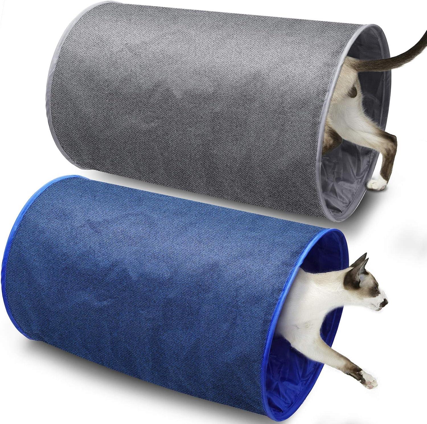 Lepawit 2Pack Collapsible Cat Tunnels Tube Crinkle Inside Cat Maze Toy for Indoor Cats, 2 Can be Connected into 1 Cat Tunnel