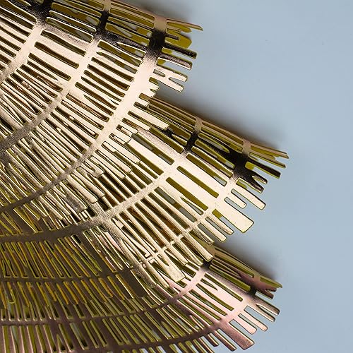 Miniatura 5 de Juego de 6 manteles individuales redondos dorados de vinilo prensado metálico para mesa de comedor, cocina, patrón de madera hueca, decoración de