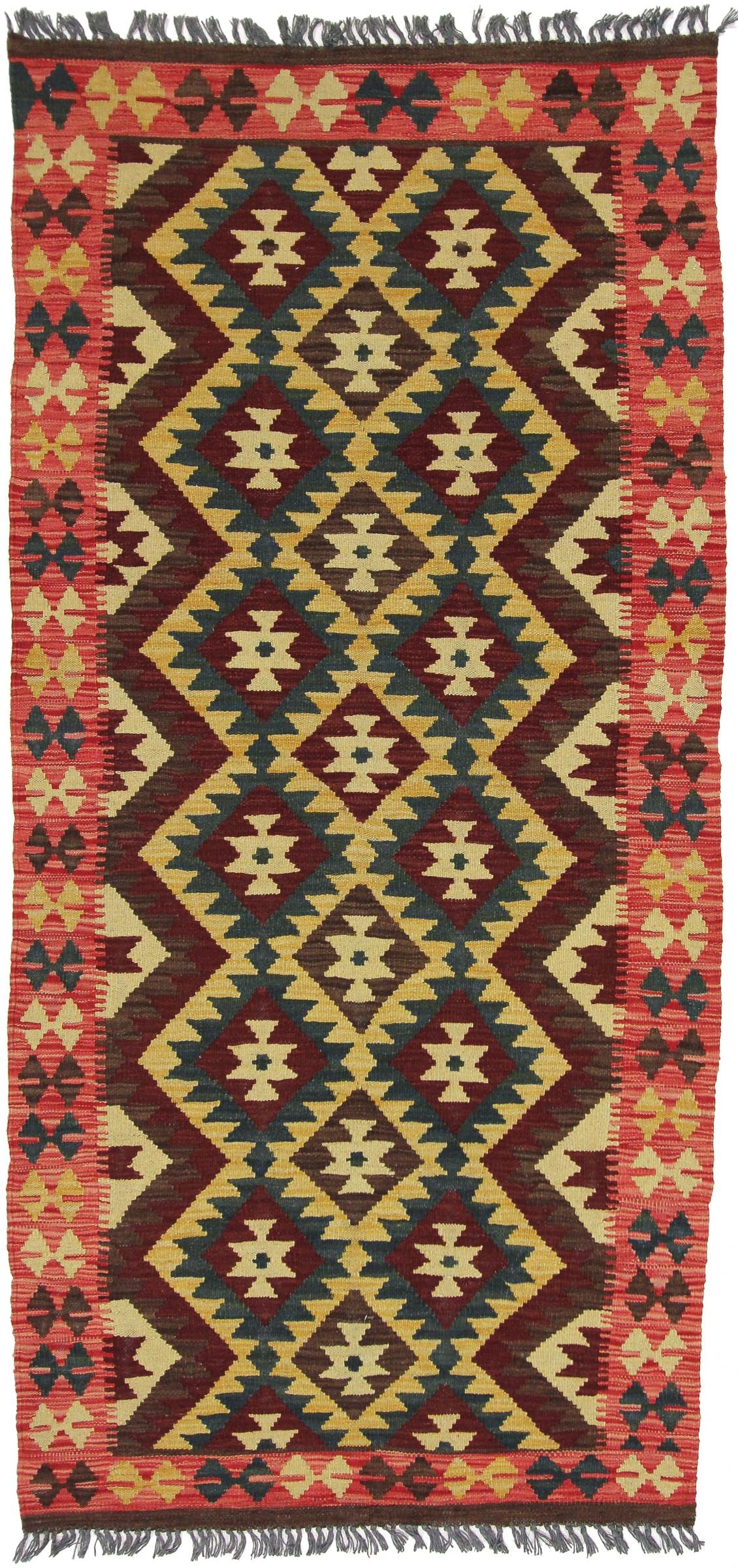 Tapis d'Orient Kilim Afghan fait main tapis de course en laine 97x204 cm