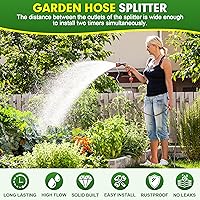 Vista 7 de Hose Splitter 2 Way, High Flow Garden Hose Splitter, 3/4” Ght Inlet Brass Heavy Duty Hose Converter, Full Flow water 2 Way Faucet hose splitter