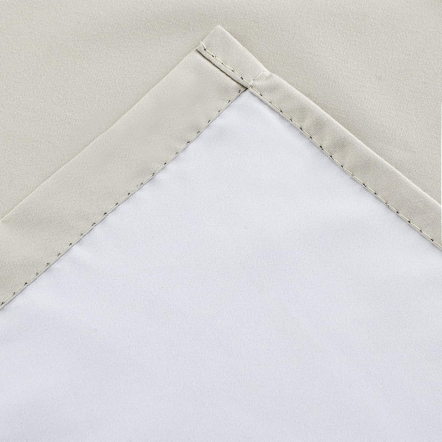 Diamond Home Linens 3 Piece 100% Blackout Lined Thermal Kitchen Window Treatment Curtain Tiers and Valance Set (36" Tiers & 14" Valance, Beige)
