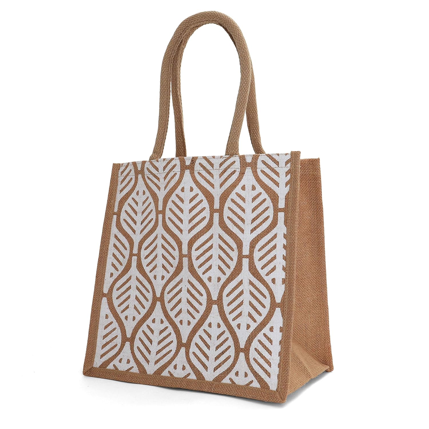 Jute Burlap Tote Bags Natural Burlap Bags with Cotton Handles