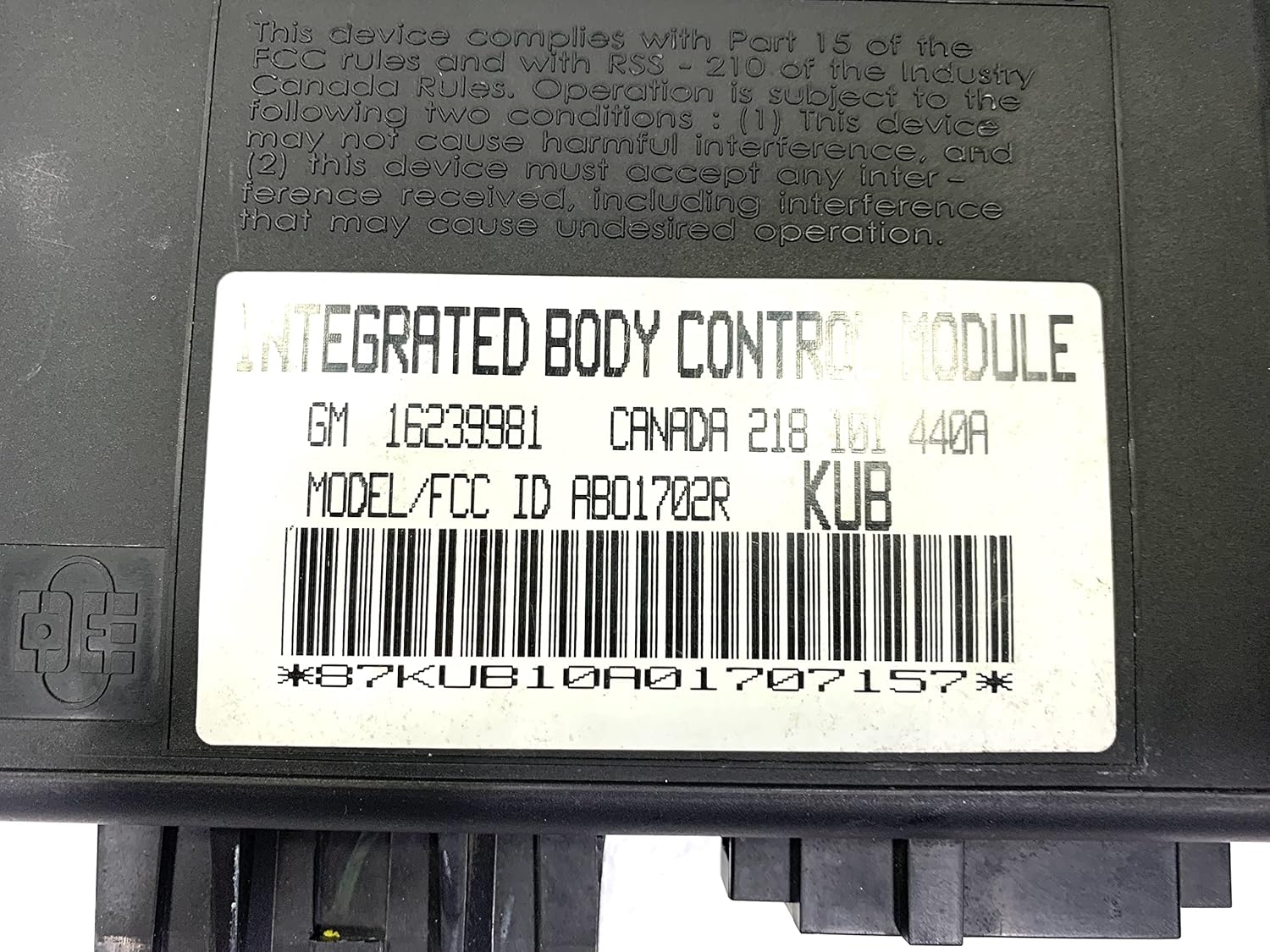 Body Control Module BCM for 97-02 Chevrolet Camaro Pontiac Firebird F-Body KUB 16239981 Rebuilt Plug & Play