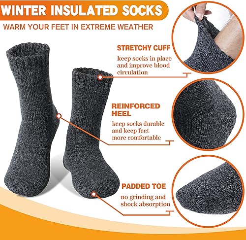 Miniatura 4 de 3 pares de calcetines térmicos cálidos para mujeres y hombres, calcetines de esquí de invierno con aislamiento para botas gruesas para clima frío