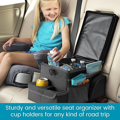 Miniatura 9 de High Road CarHop Organizador de asiento de coche para el asiento delantero o trasero para niños y adultos con bandeja portavasos, bolsillos