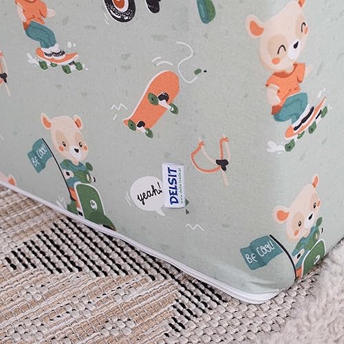 Miniatura 3 de Delsit Silla para niños pequeños y sofá de bebé, sofá individual de espuma abierta 2 en 1 de fabricación europea, silla plegable para bebé, tumbona