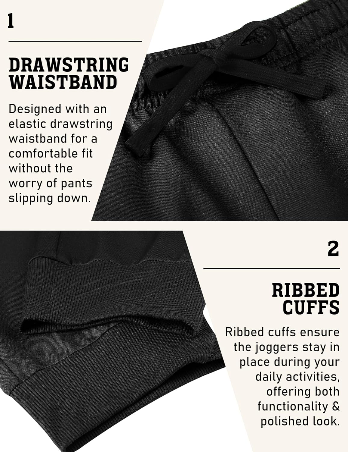 COOFANDY Men's Joggers Drawstring Jogger Sweatpants with Zipper Pockets Lightweight Slim Fit Athletic Track Pants - Image 4