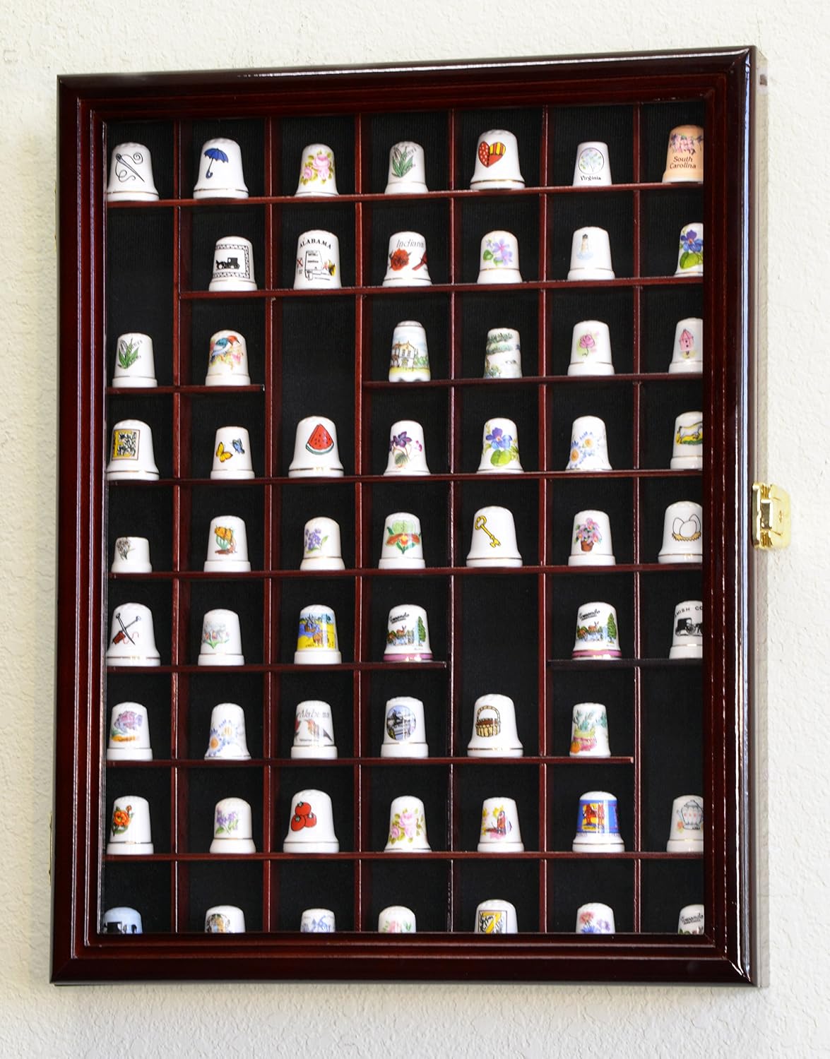 59 Opening Thimble/Small Miniature Display Case Cabinet Holder Wall Rack 98% UV Lockable