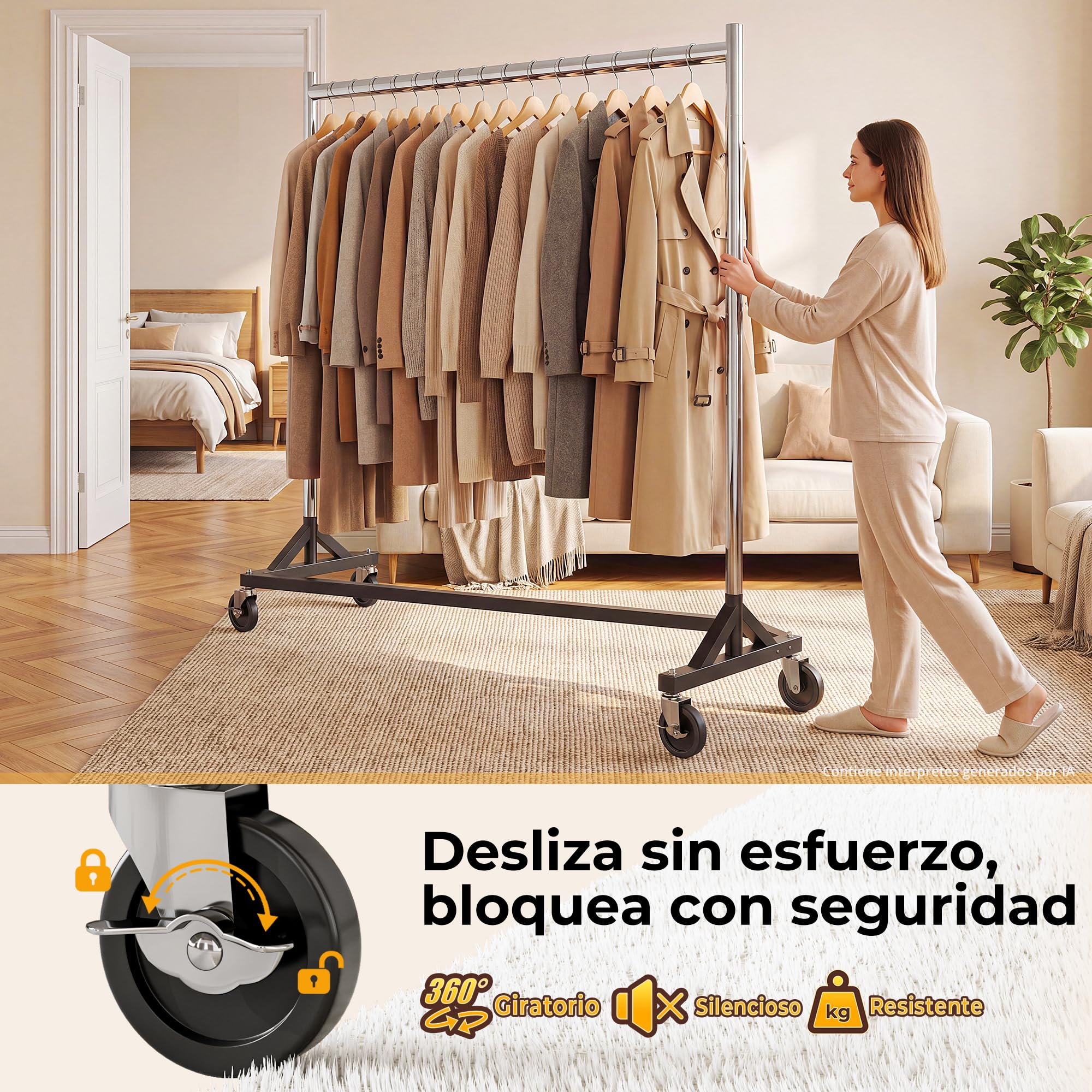 HOKEEPER Burro de Ropa Comercial Resistente, Perchero con Base en Z y Ruedas, 181kg, Altura Ajustable para Tiendas, Boutiques, Dormitorio y Mercados, Plateado | Perchero comercial con 4 ruedas, 2 bloqueos, fácil montaje, duradero, capacidad de carga 182 k