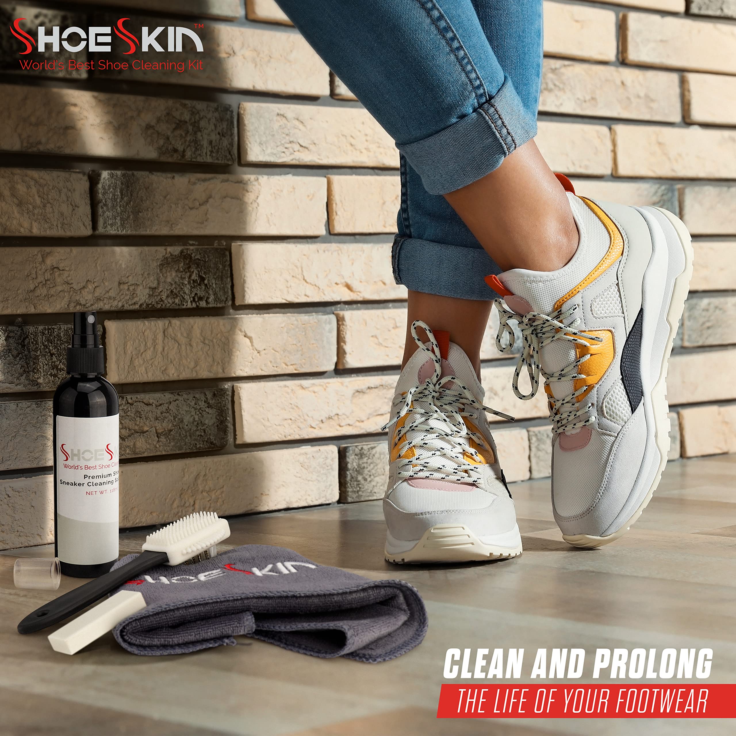 Kit de limpieza de zapatos de alta calidad: limpiador de zapatos de tenis, kit de limpieza de tenis, zapatos de vestir, botas y todos los tipos de zapatos se verán como nuevos, Claro, Regular