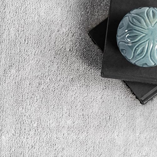 Miniatura 7 de nuLOOM Loni - Alfombra de pelo largo lavable a máquina, 5 x 8 pulgadas, lavable a máquina, alfombra de transición gris claro  marfil para sala de