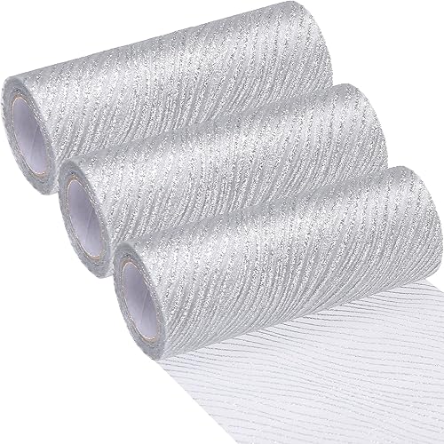 Miniatura 6 de Sea Team Cinta de hilo transparente con purpurina de 6 pulgadas de ancho, cinta de malla decorativa para árboles de Navidad, coronas, guirnaldas,