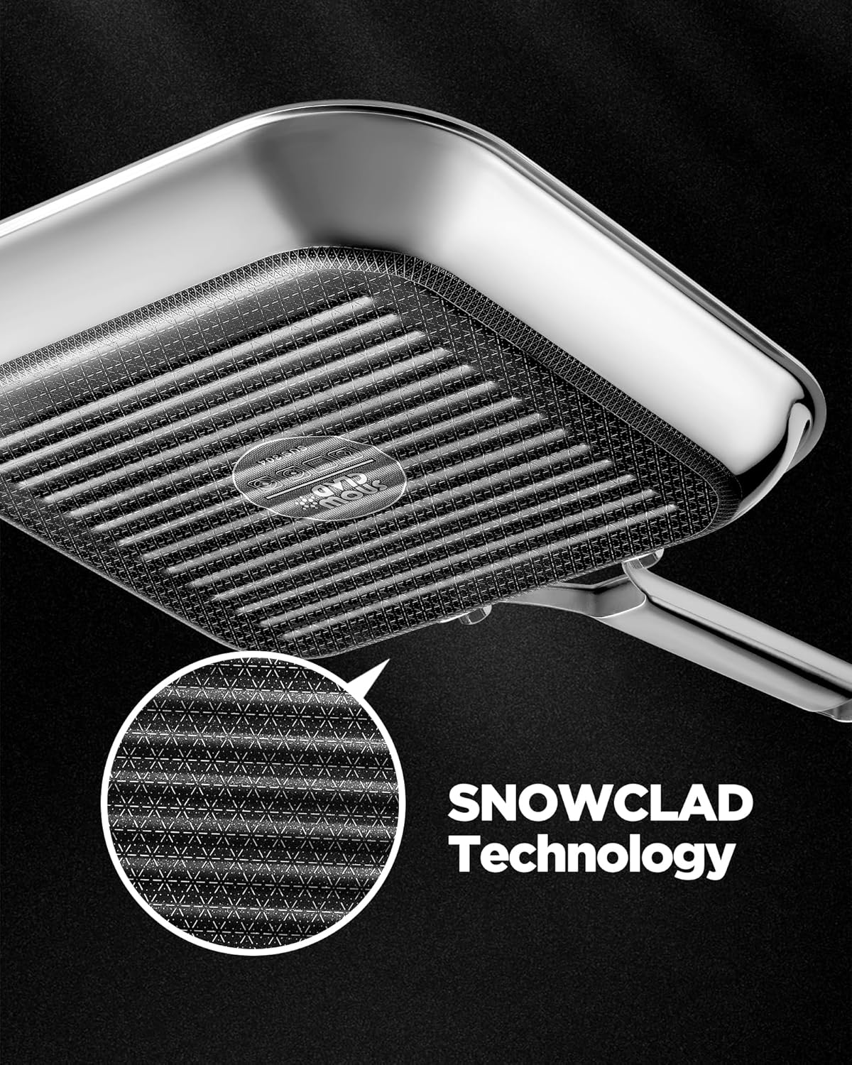 Nonstick Grill Pan,12 Inch Square Steak Grilling Pan for Indoor Cooking & Outdoor Grilling, Non Stick Stainless Steel Grill Skillet Steak Pan, PFOA Free cookware