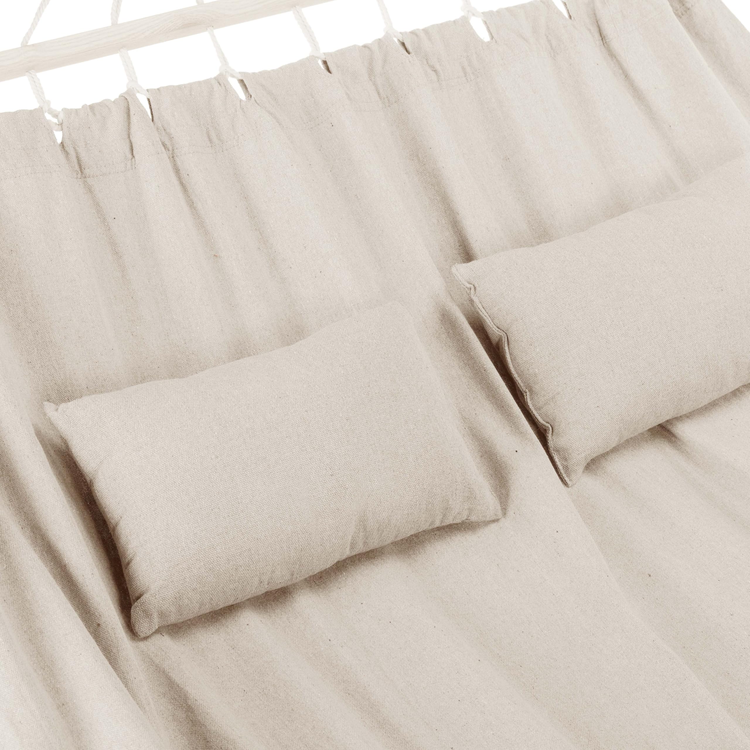 Amaca 200 x 150 cm, fino a 200 kg, per esterni, doppia amaca per 1-2 persone, in cotone con cuscino per giardino, balcone, terrazza, traspirante, per bambini e adulti, grigio