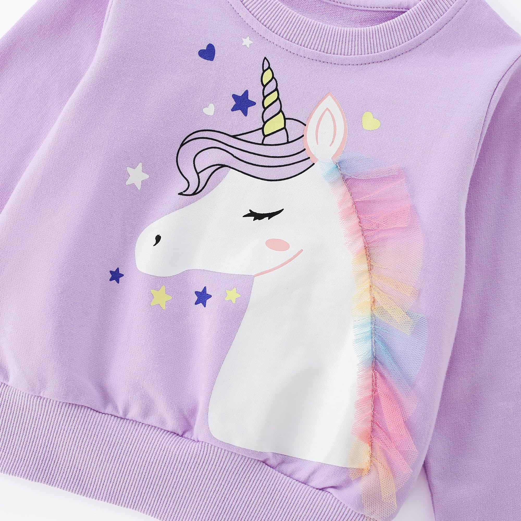 Sweat Enfant Fille Col Rond Sweatshirt Filles Licorne Lapin Pull Enfant Coton pour 2-8 Ans