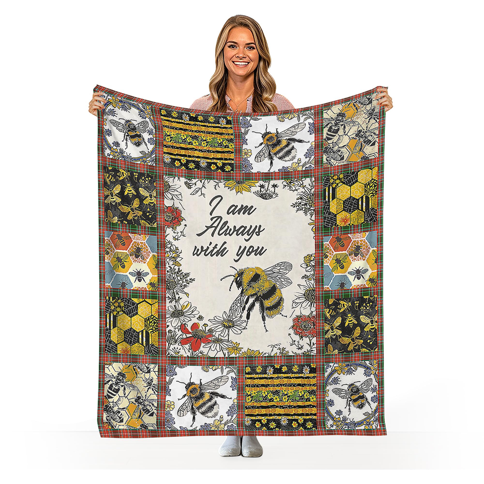 Bee Throw Blanket Honey Bee Decor Throw Blankets Fleece Flannel Soft Warm Fuzzy Lightweight Plush Blanket Decor Bed Sofa Gift 50"x40"