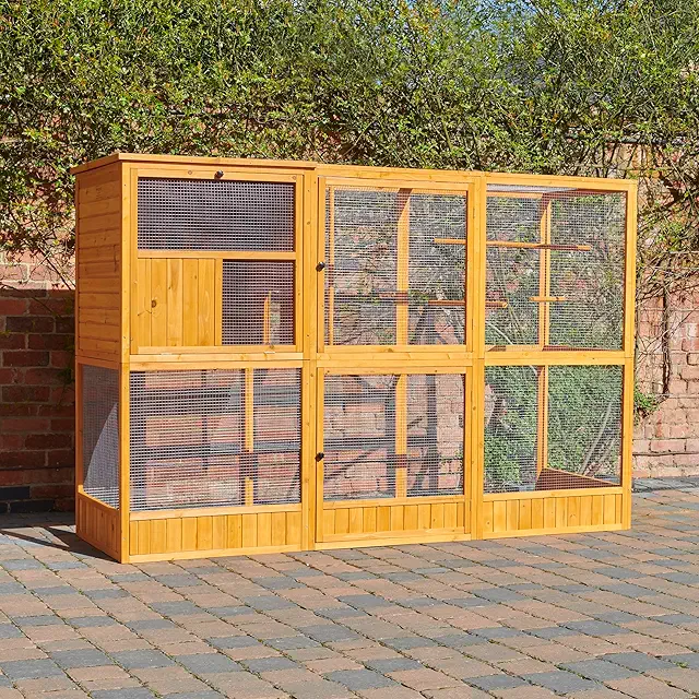 Large Cockatoo Bird Cage: Wooden Aviary for Parrots, Lovebirds & Finches