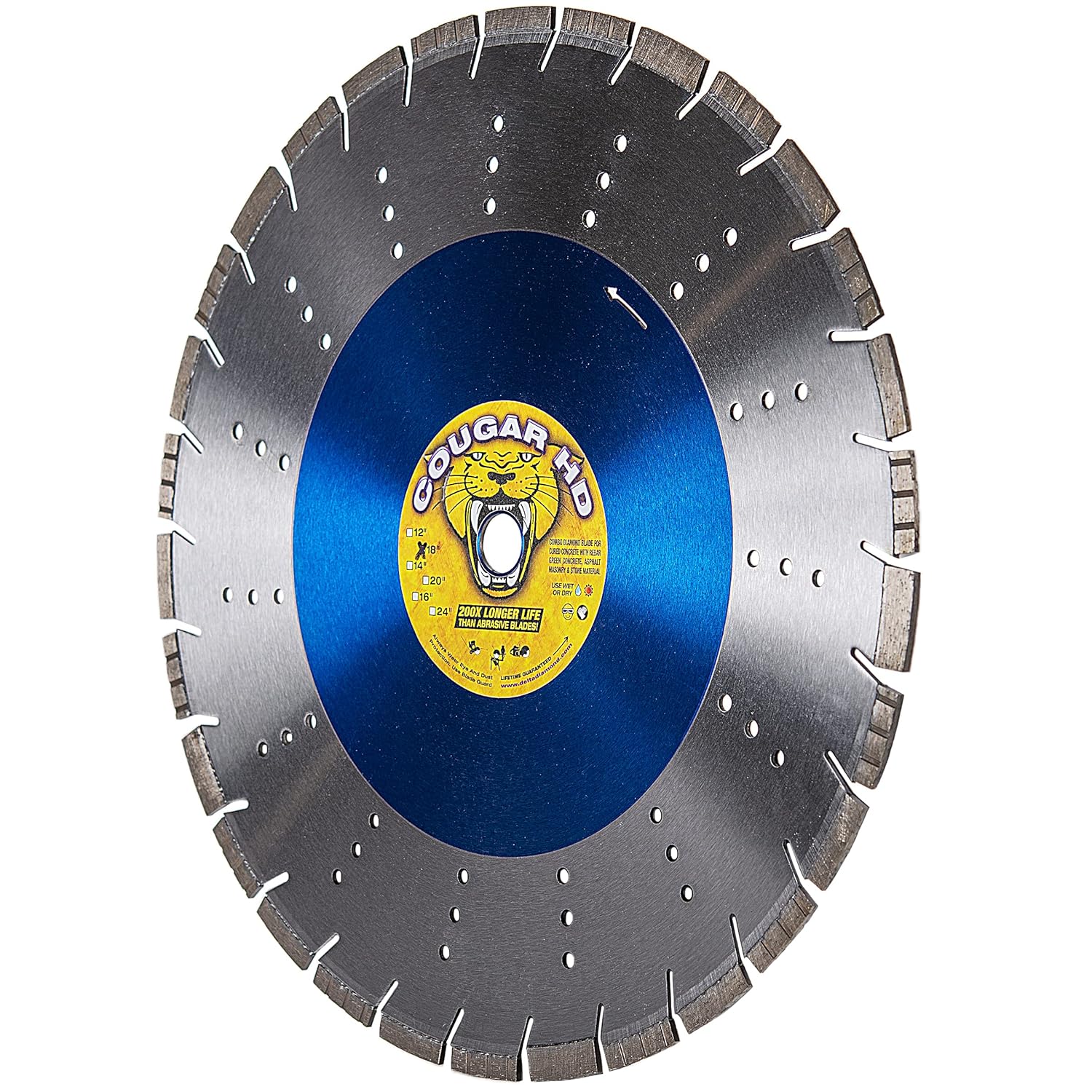 Cougar HD 14 Inch Concrete Diamond Blade, Supreme Heavy-Duty Segmented Blade, Dry/Wet Combo Cutting Reinforced Concrete, Asphalt, Stone 1"-20mm Arbor