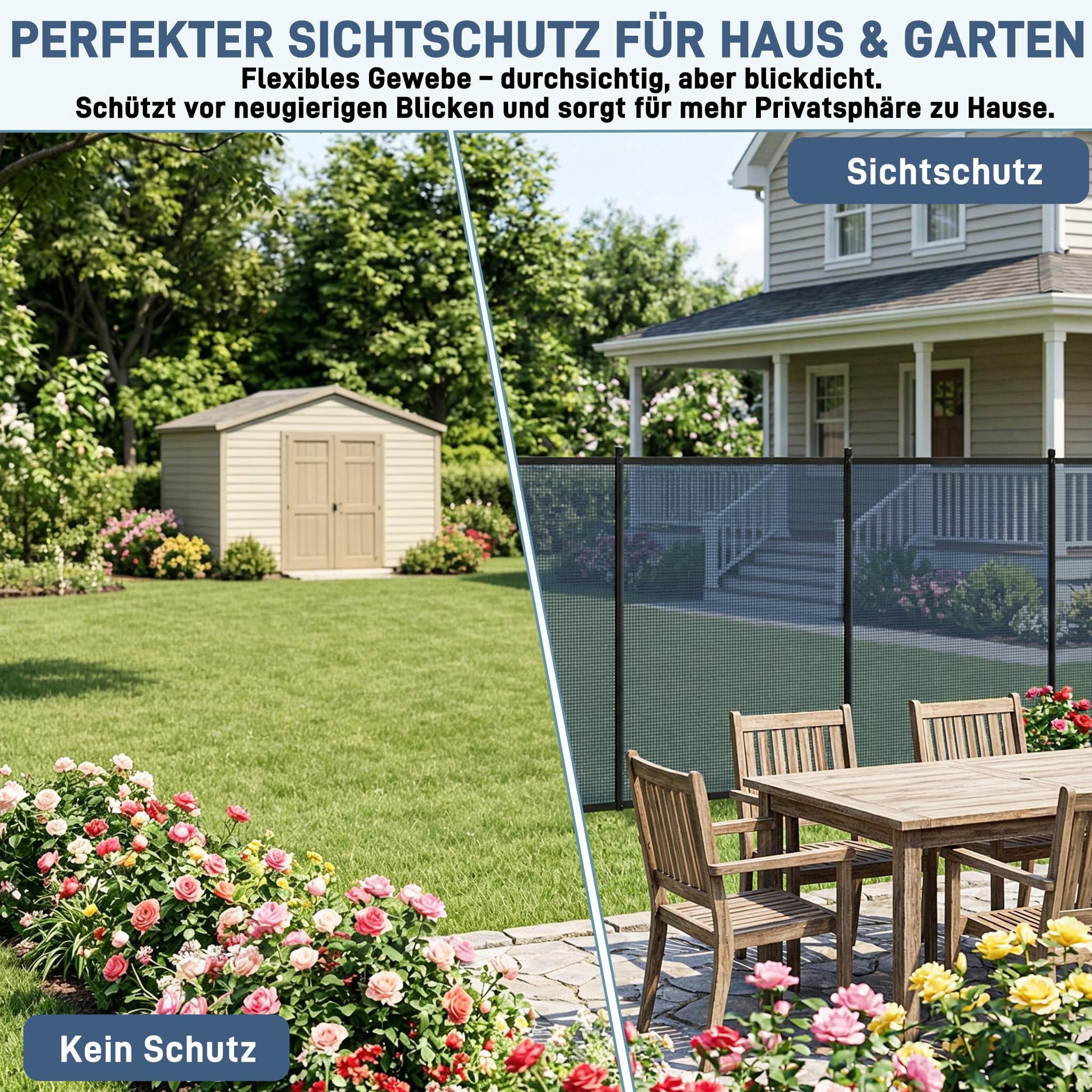 LZQ Poolzaun Kinder Sicherheitszaun Pool Schutzzaun Abnehmbar Gartenzaun Poolschutz Schwimmbadzaun Teichzaun Sichtschutz Zaun Outdoor mit Aluminiumrahmen Poolzaunnetz für Garten Terrasse, 724x136cm