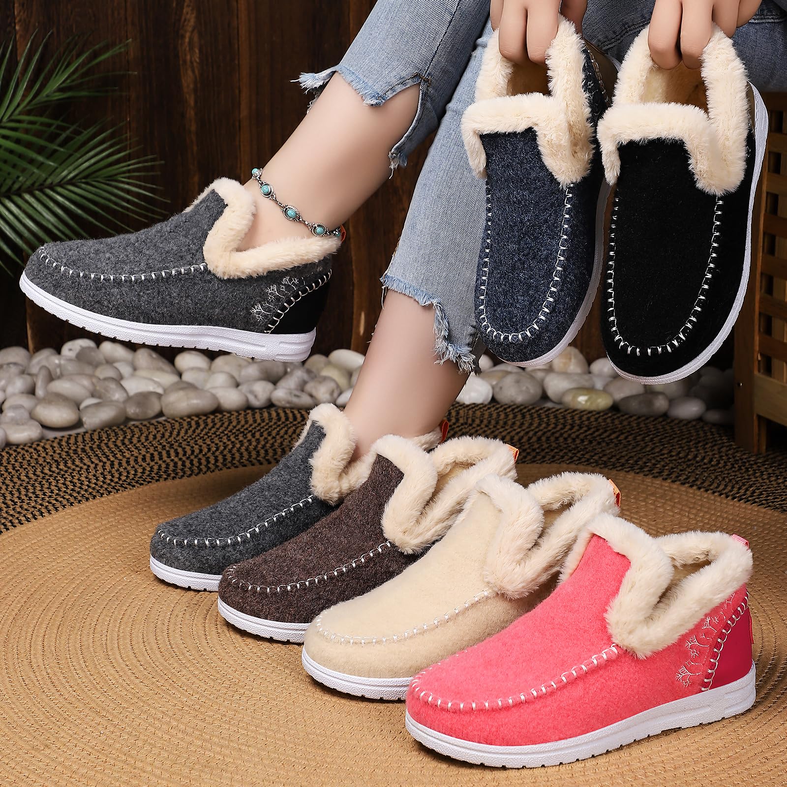 2025 New Women's Winter Plush Lined Flat Shoes Comfy Orthopedic Arch Support Outdoor Walking Shoes Classic Non-Slip Ankle Snow Boots