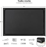 MUVELL Planche à découper en plastique PE-HD Noir, 45x30x2 cm, passe au lave-vaisselle, extra épaisse, n'abîme pas les couteaux bac à jus - 2