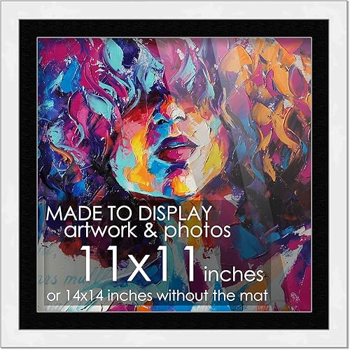 Marco de madera blanca de 11 x 11 pulgadas con paspartú negro  Marco de 14 x 14 pulgadas con mate de 11 x 11 pulgadas  Muestra tu foto debajo de la