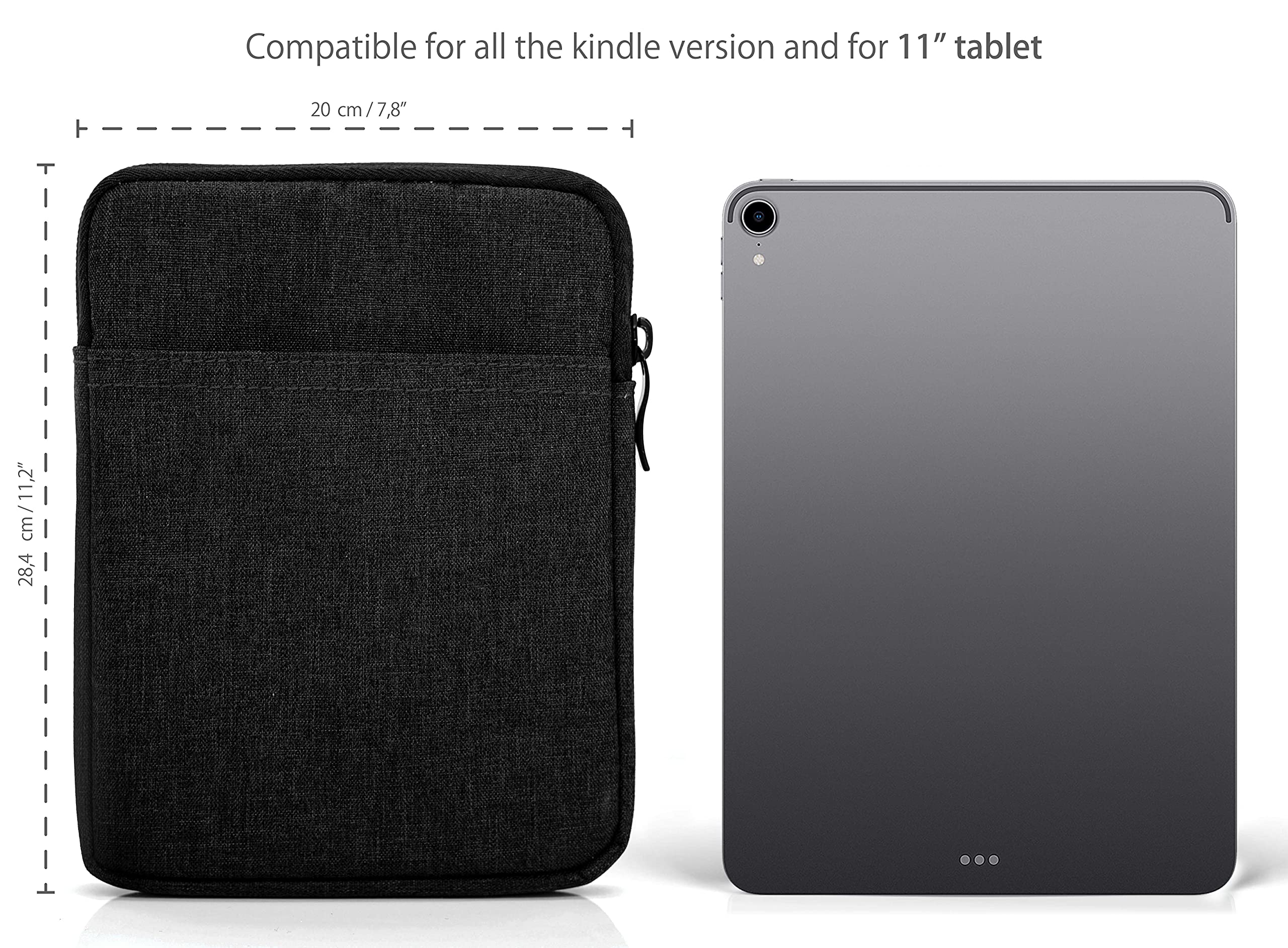 MyGadget Borsa Nylon per Tablet fino a 11 Pollici - Custodia Protettiva per 26 x 19,5 cm - es. iPad, Samsung Galaxy Tab S7 A7 - Sleeve in Nero