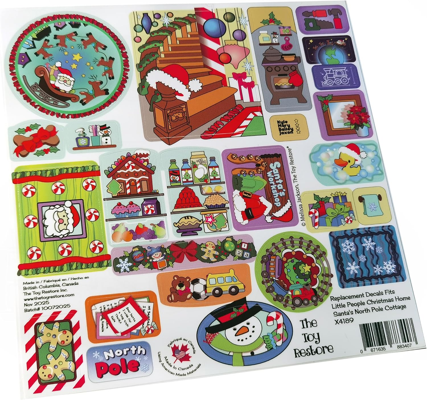 Toy Restore Decals fits Little People Christmas Santa North Pole Cottage X4189
