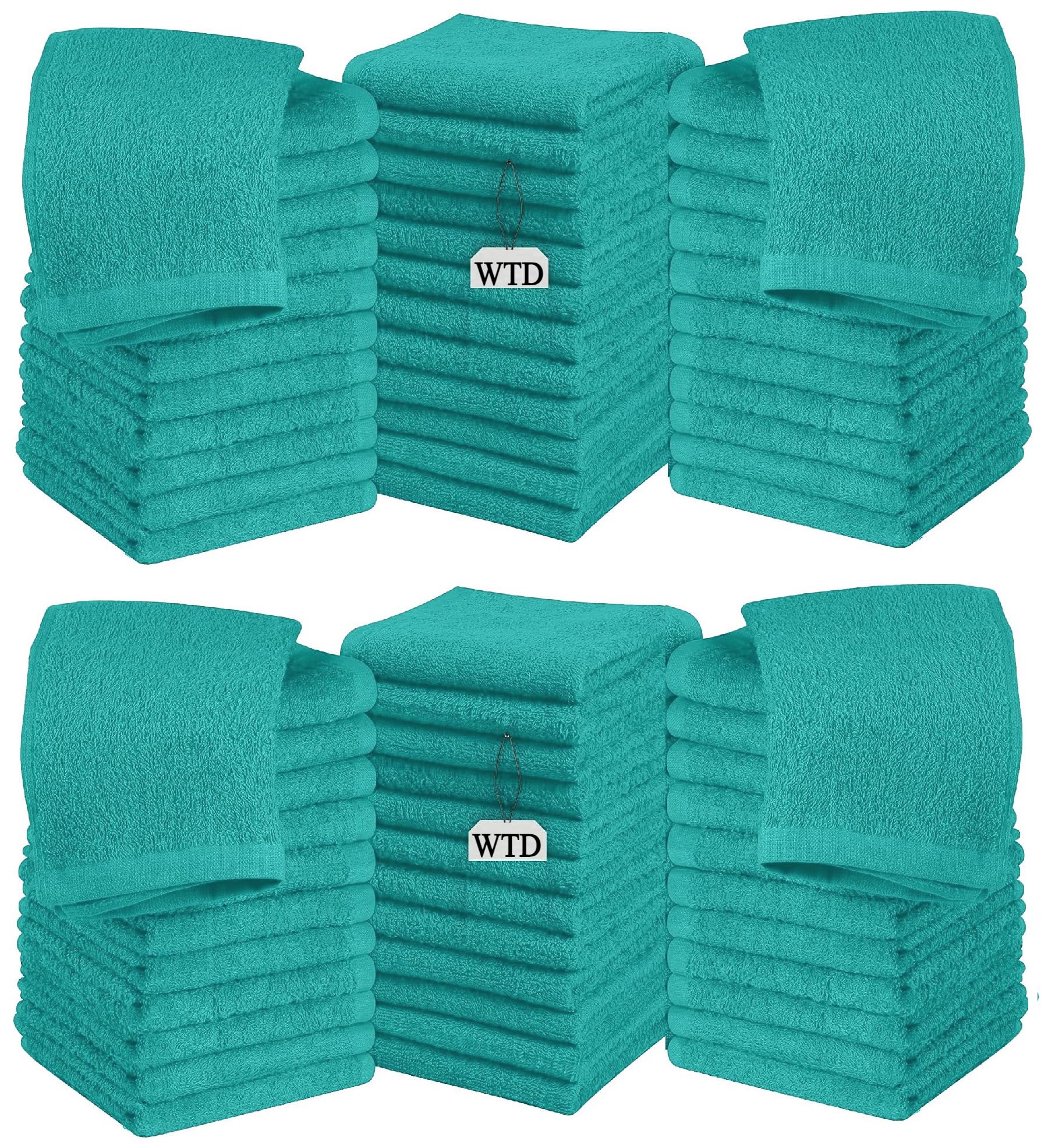 Wholesale Trade Dealz Pack of 6, 12, 24 & 48 Cotton Face Cloth Towels 500-GSM Super Soft 100% Egyptian Cotton Flannels Premium Washcloths Hotel Saloon Gym Towel Facial Cloths (24, Teal)