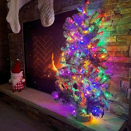 Miniatura 3 de Fraser Hill Farm Árbol de porche de 3 pies con luces LED multicolor Luces LED multicolor,Luces LED de color blanco cálido