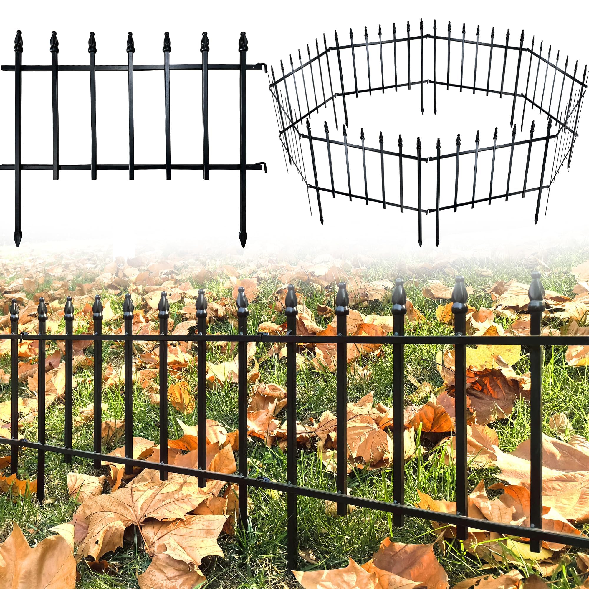 ARIFARO Dekorative Metall Gartenzaun 46cm hoch x 56cm breit 5 Pack, Gesamtlänge 2,8m, Tier Barriere für Hund Haustier, Grenze Gartenzaun für Outdoor Patio Rasen Hof Blumenbeet