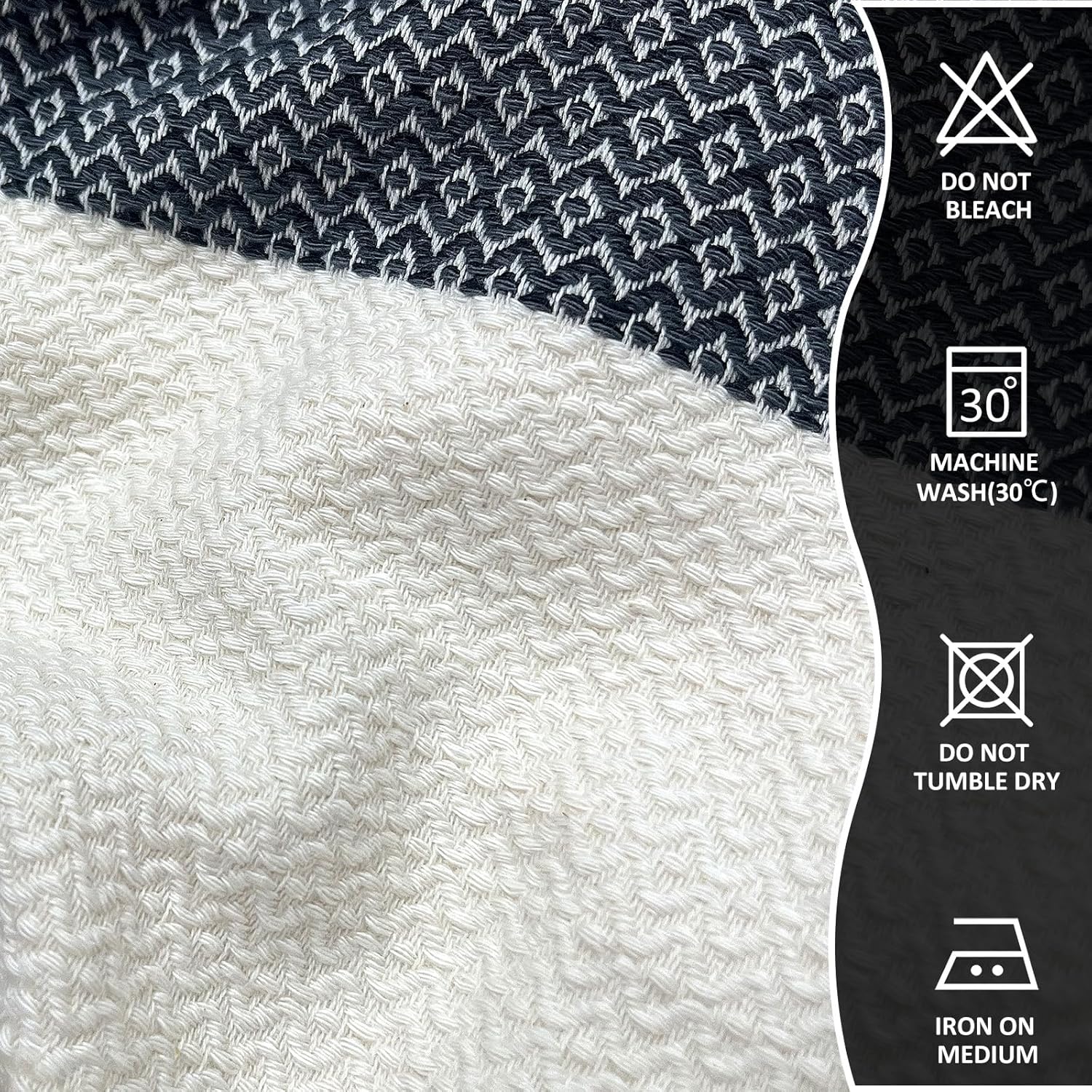 cabanana Hand Towels for Bathroom - 2-Pack,16x40 Inch-100% Cotton,Turkish Bathroom Hand Towels,Super Absorbent & Quick-Dry Soft for Bath, Kitchen, Spa, Face, Hair, Dishcloth (New Black) - Image 7