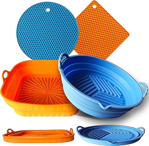 IMAKUNICE - 2 forros de silicona para freidora de aire y salvamanteles de silicona (2), forros reutilizables y plegables, se adaptan a cualquier
