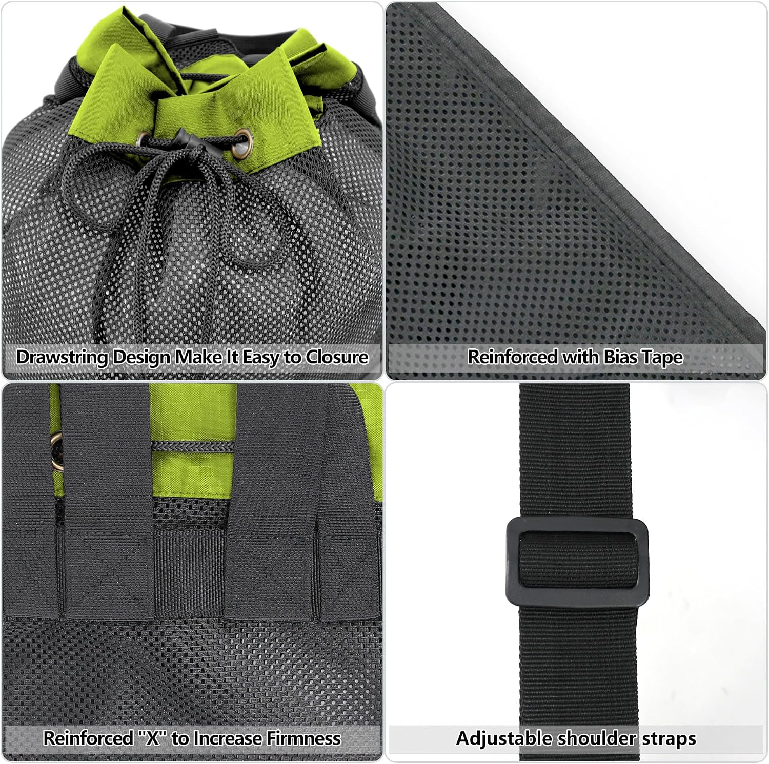 BeeGreen Gym Bags for Men Women Mesh Drawstring Backpack for Swim Sports Workout Gear Gifts for Swimmers Beach Pool Wrestling Backpack Cinch Bag With 3 Pockets Green Blue Medium