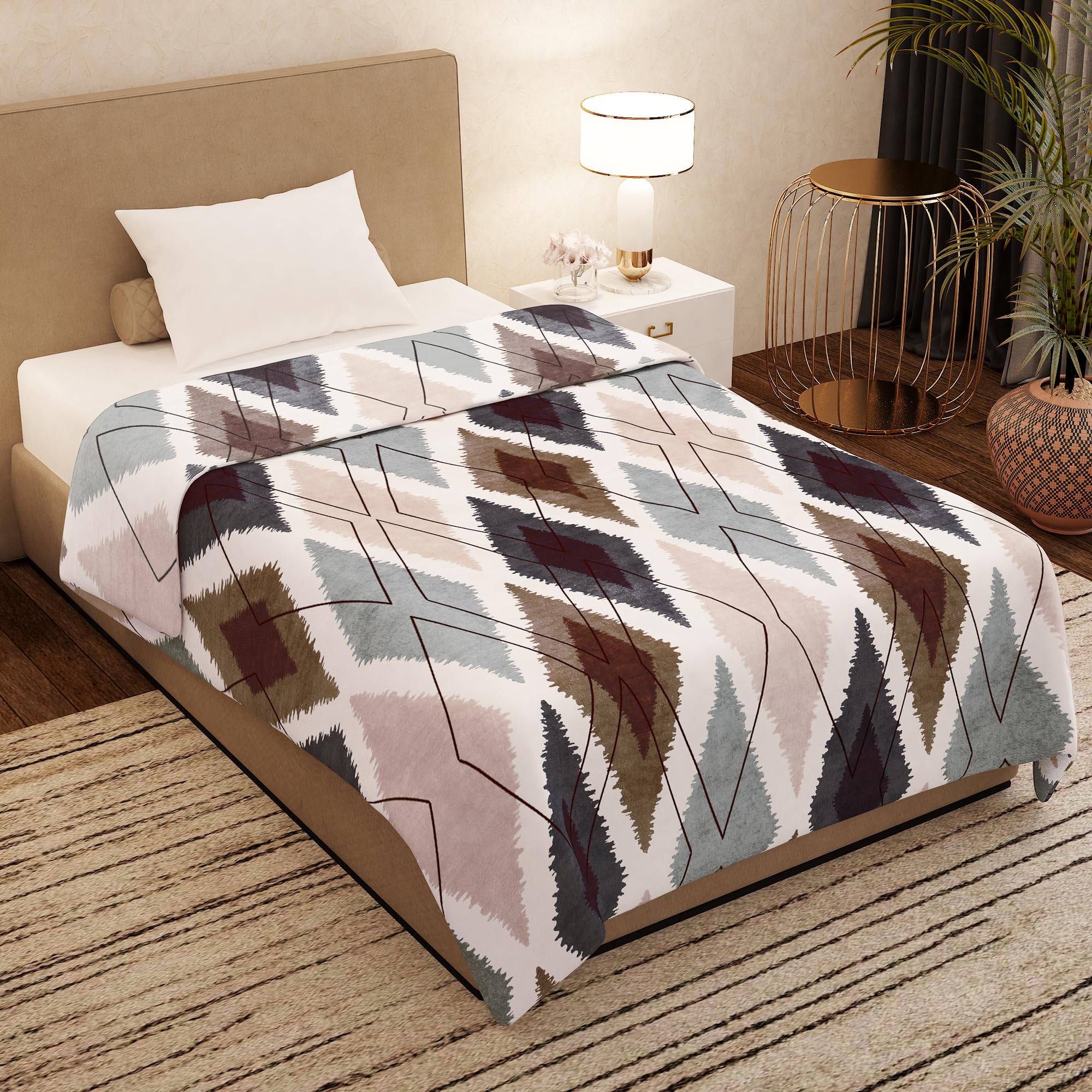 Story@Home Comforter Single Bed | Polyester | Dohar Single Bed | 300GSM, 160 X 220 cm | Quilt | Duvet | AC Comforter Single Bed | White & Grey, Geometric Pattern | Perfect for Festive Gifting (B0CKLQRMV5) Amazon Price History, Amazon Price Tracker