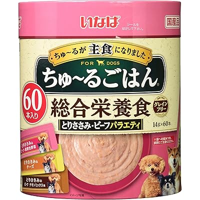 いなば ちゅ~るごはん とりささみ・ビーフバラエティ 60本 総合栄養食 犬用おやつ
