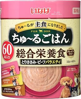いなば ちゅ~るごはん とりささみ・ビーフバラエティ 60本 総合栄養食 犬用おやつ