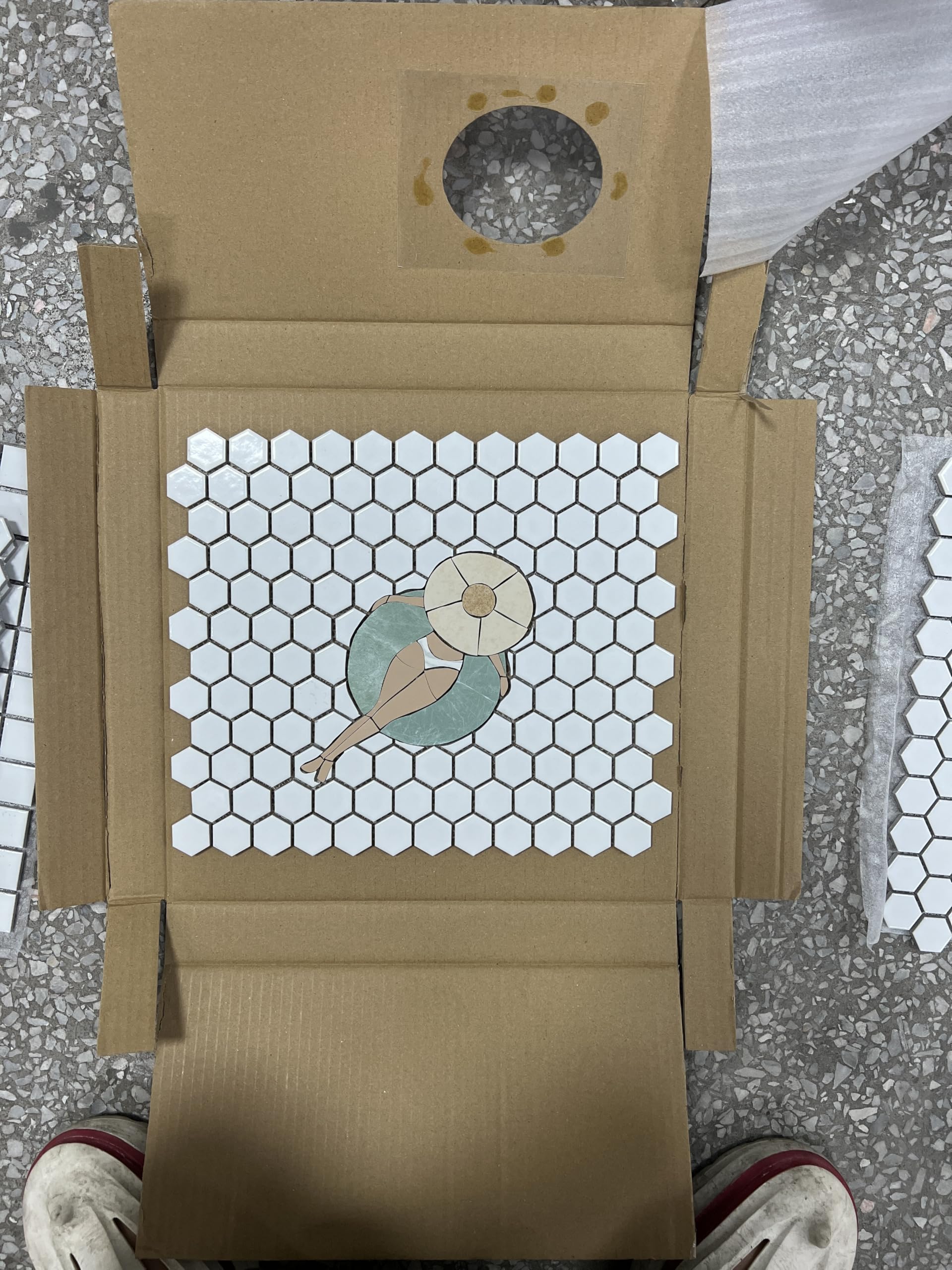 Mosaico de nadadores hecho a mano cortado a mano para suelo de baño y piscinas formato 1x1