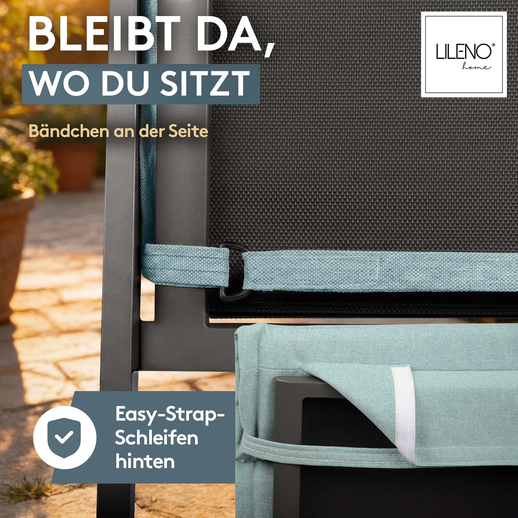 LILENO HOME Sonnenliege Auflage als [2er Set - Rollliege] in Petrol - Gartenliegen Auflage perfekt für Strandliege - Polster für Gartenliege (200x60x4,5cm)