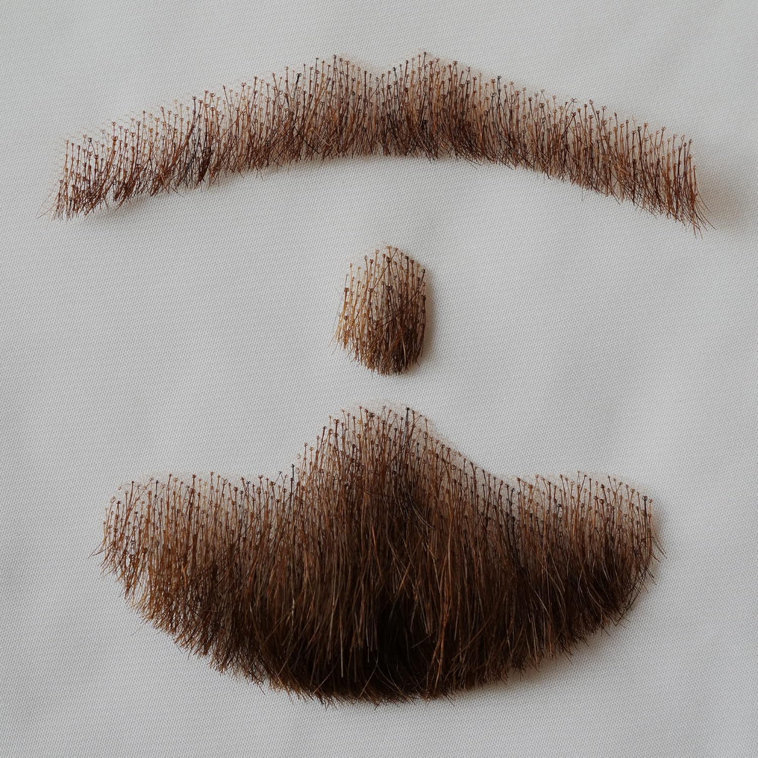 False Mustaches Human Hair Lace Based Fake Beard Brown Fake Mustache Realistic Moustache Fake Goatee Costume for Men